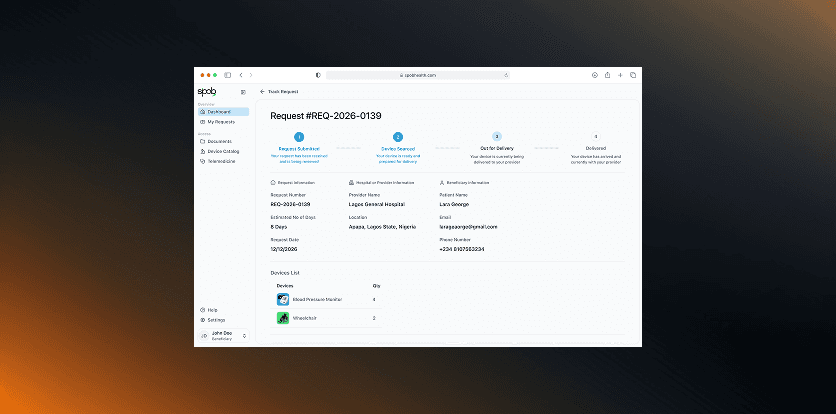 Healthcare request tracking dashboard